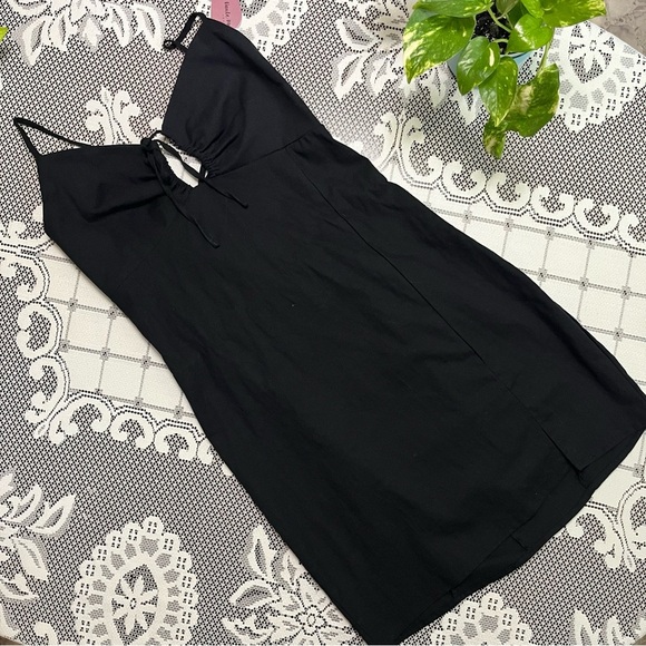 NWT Haute Monde Black Mini Dress – Lace-Up Back size Large - Picture 1 of 8